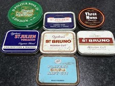 7 Empty Cigarette Tobacco Tins, Bell Ogdens,  Players, D. Politi & Sons