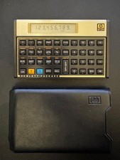 Vintage Hewlett Packard HP 12C Financial Calculator With Case - Black/Gold