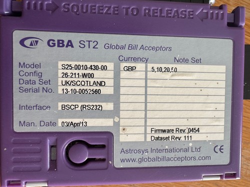 Gba st2 note acceptor - st2,