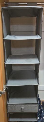 Grey fabric hanging wardrobe - grey,