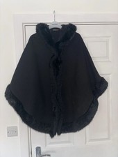 Black Fur Trim Collar Cape