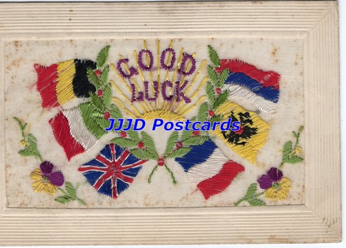 Embroidered silk postcard - embroidered,