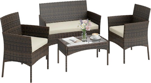Rattan sofa set piece garden - 4,