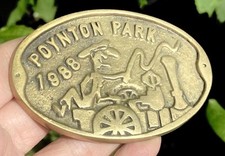 Oval Poynton Park Brass Badge Plaque Sign