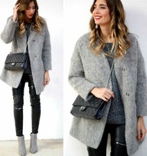 ZARA GREY COAT WOOL BLEND