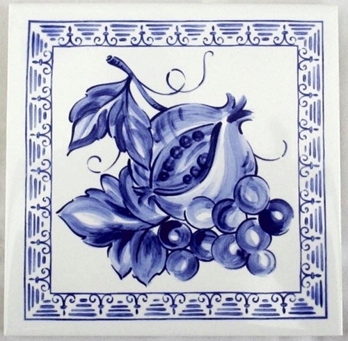 Classic blue fruits wall - blue,