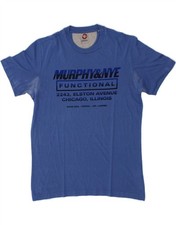 MURPHY & NYE Mens Graphic T-Shirt Top Medium Blue Cotton AT10