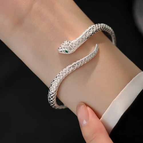 Silver snake bracelet bangle - snake,