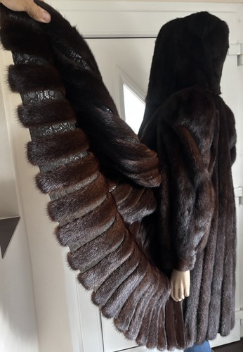 Real fur coat swing dark - coat,