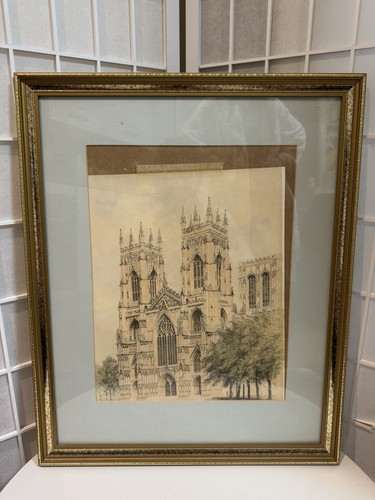 Framed vintage etching print