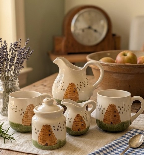 Cottagecore 1980 bee pottery - cottagecore,