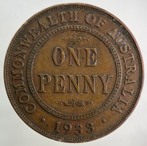 1933 australia one penny - penny, coin