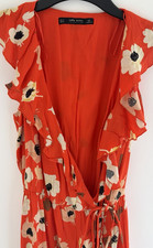 Zara basic red floral - floral, ruffle