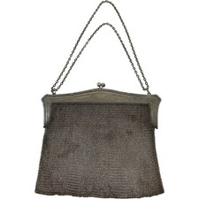 German Antique 800 Silver Chain Mail Evening Bag Mesh Purse Circa 1800 Hallmark