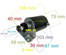 Starter motor, 16 teeth, 12V