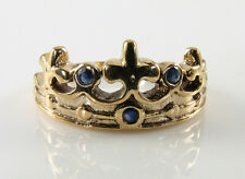 CROWN 9K 9CT GOLD BLUE SAPPHIRE ART DECO INS REGAL ROYALTY BAND ETERNITY RING 