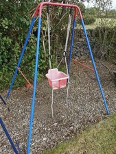 Outdoor Swing Set - Metal Frame Toddler Kids Childs Garden Play