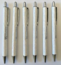 Paperchase Mechanical Pen Ballpoint White Pen Black Ink Brush Silver Metal x 6