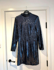 Marks and Spencer size 12 party dress BNWT blue sequin festive ladies M&S navy