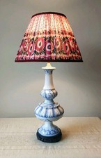 Vintage Italian Majolica Lamp BaseBlue & White Deruta Style Baroque Moulded