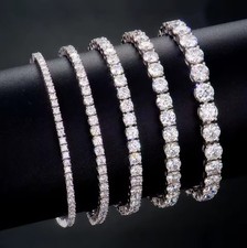 Men's Hip Hop Iced Out Tennis 925 Silver Bracelet Jewellery Bling Diamond New
