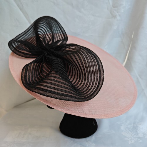 Baby pink black bow - pink, wide