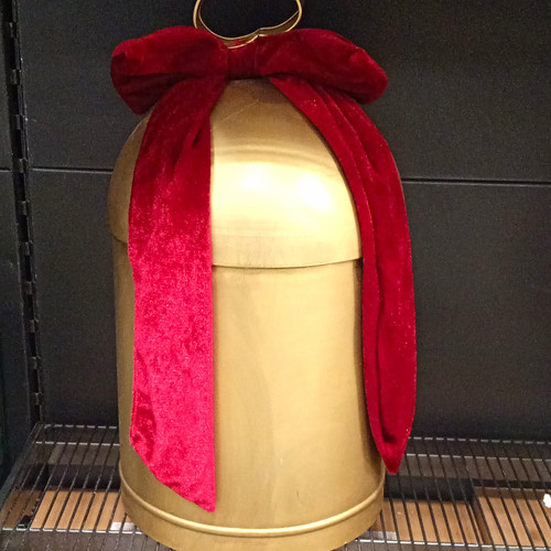 Large brass bell with - large, red