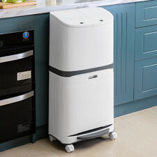 48L Large Rubbish Trash Bin Recycling Pedal Kitchen Waste Can Sorted on Wheel UK