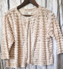 Champagne Eyelash 3/4 Sleeve Jacket Bolero Size L Next Shimmy Party Evening