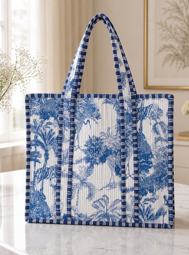 Quilted cotton tote bag - , with
