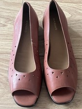 Aerosoles Women Redish Brown Peep Toe Black Heel Slip on Shoes UK 7 