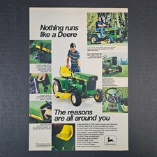 1974 John Deere Riding Lawn & Garden Tractors Mowers Vintage Print Ad Landscape