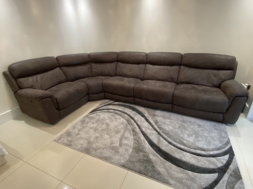 Grey suede leather corner sofa