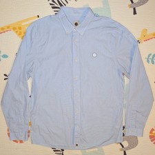 Pretty Green Glendale Gingham Shirt Mens Large Blue White Check Mod Long Sleeve