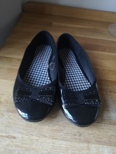 Emilio Luca  Black Pumps Patent Flat Shoes with Bow  SIZE 6 UK 39 EU 