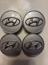 (174) Set Of 4 Genuine Used Hyundai Alloy Wheel Centre Caps 60mm Silver