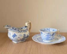 Miles Mason tea cup, saucer and milk jug/creamer in Broseley,  c. 1810