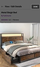 Metal Sleigh Bed Queen Size
