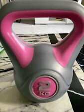 Uk Fitness Vinyl Kettlebell - 2kg, Grey/Pink