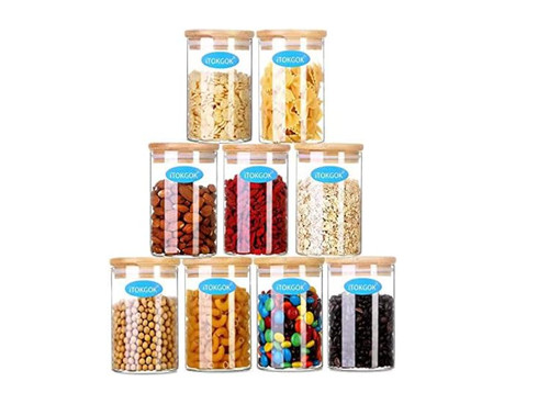 Pack bamboo lidded - 9, glass