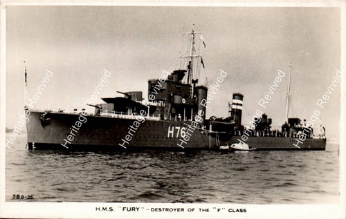 Vintage hms fury destroyer - hms,