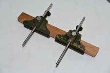 Vintage Pair of Brass Trammel Heads with 6” Steel points