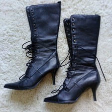 Steampunk Black Boots Knee