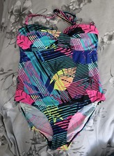 Ladies Matalan Multicoloured Halterneck Swimming Costume Size 14