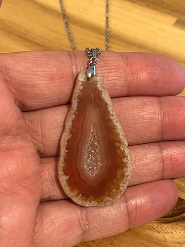 Large agate slice necklace - slice,