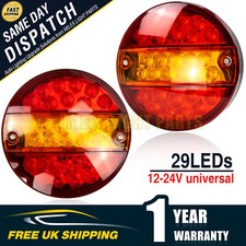 2X Rear Round Hamburger LED Tail Light Flush Dynamic Turn Indicator 12-24V 5.5"