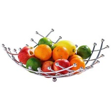 Chrome Metal Fruit Basket Bowl