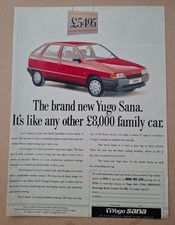 Yugo Sana Original UK Press Advert 1990