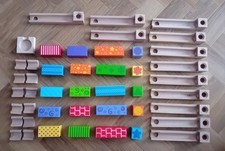 Wooden Marble Run (45 wooden block pieces plus 5 marbles)