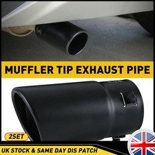 2PCS Car Exhaust Muffler Tail Pipe Chrome Trim Decorative Tip Stainless Steel UK